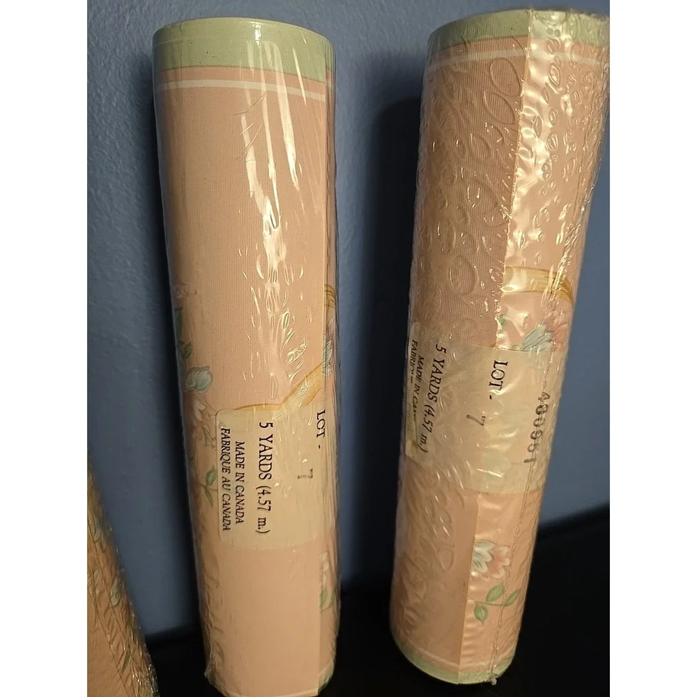 Wallpaper Border Vintage 90s Floral Pink Pastel 5 Yards Lot Of 5 CANADA